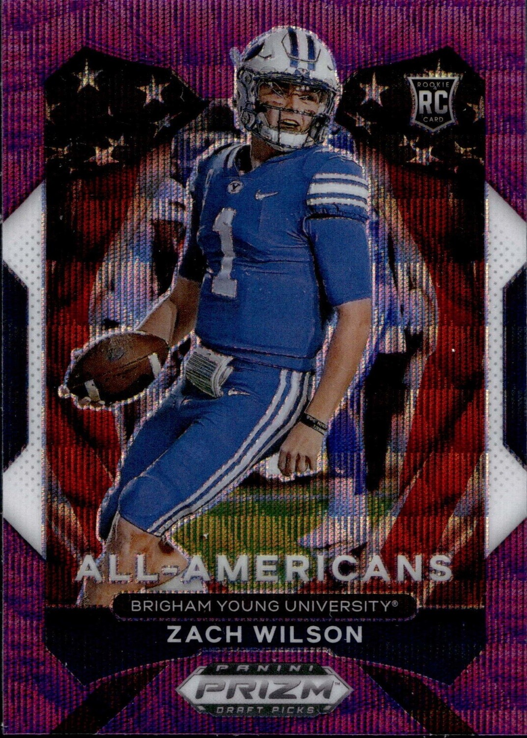 2021 Prizm Draft Picks All American Zach Wilson Purple Wave No. 182