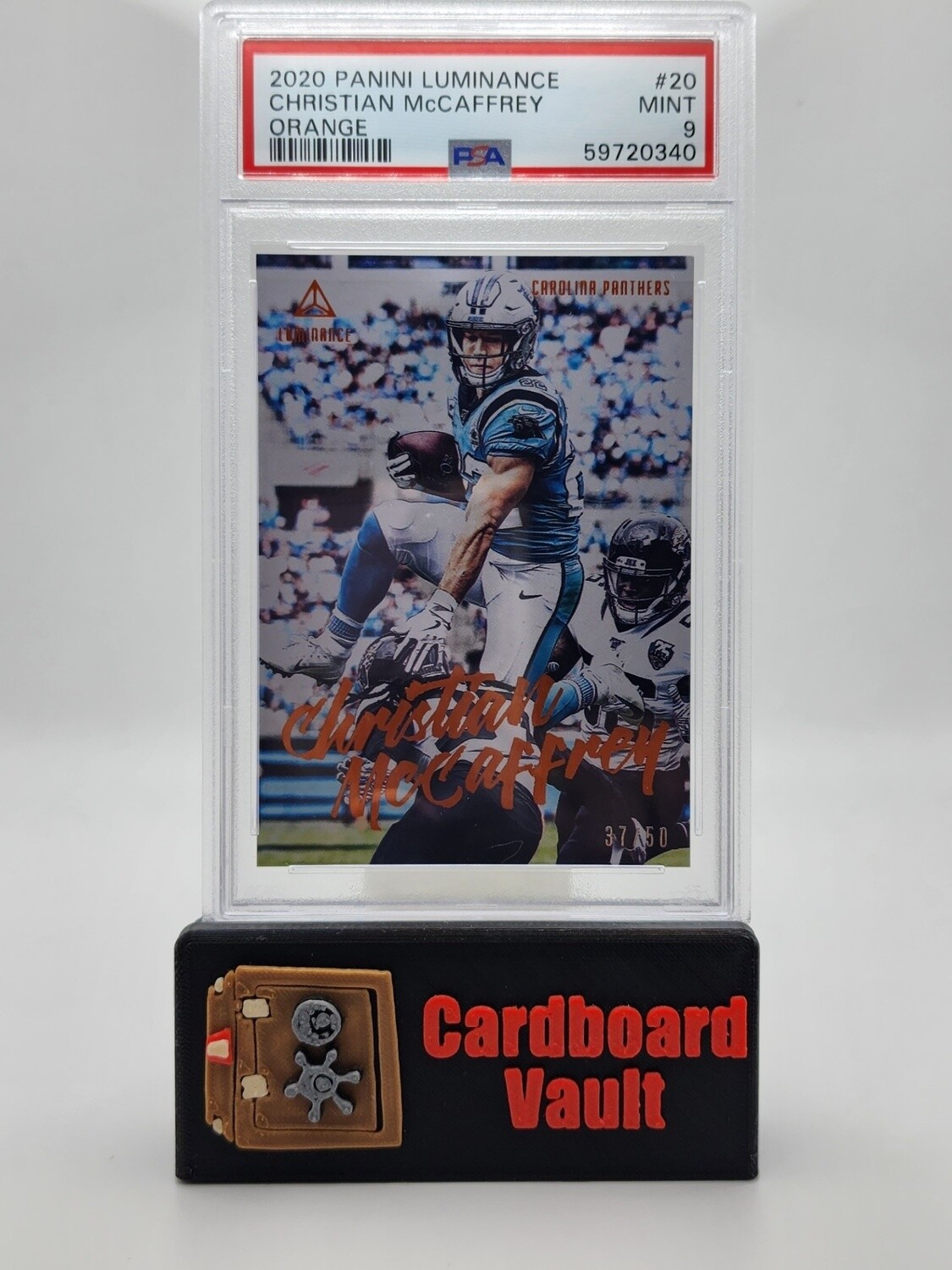 2020 Luminance Christian McCaffrey #20 Orange 37/50 PSA 9