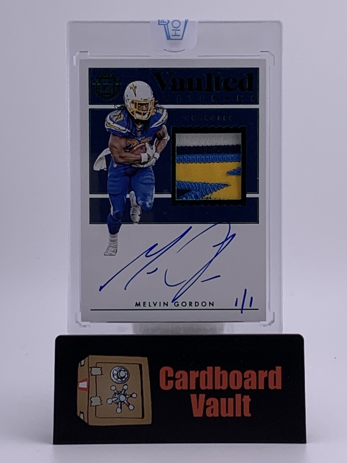 2022 Panini Honors 2018 Encased Melvin Gordon Vaulted Veterans Autograph Quad Color Patch #VV-MG 1/1