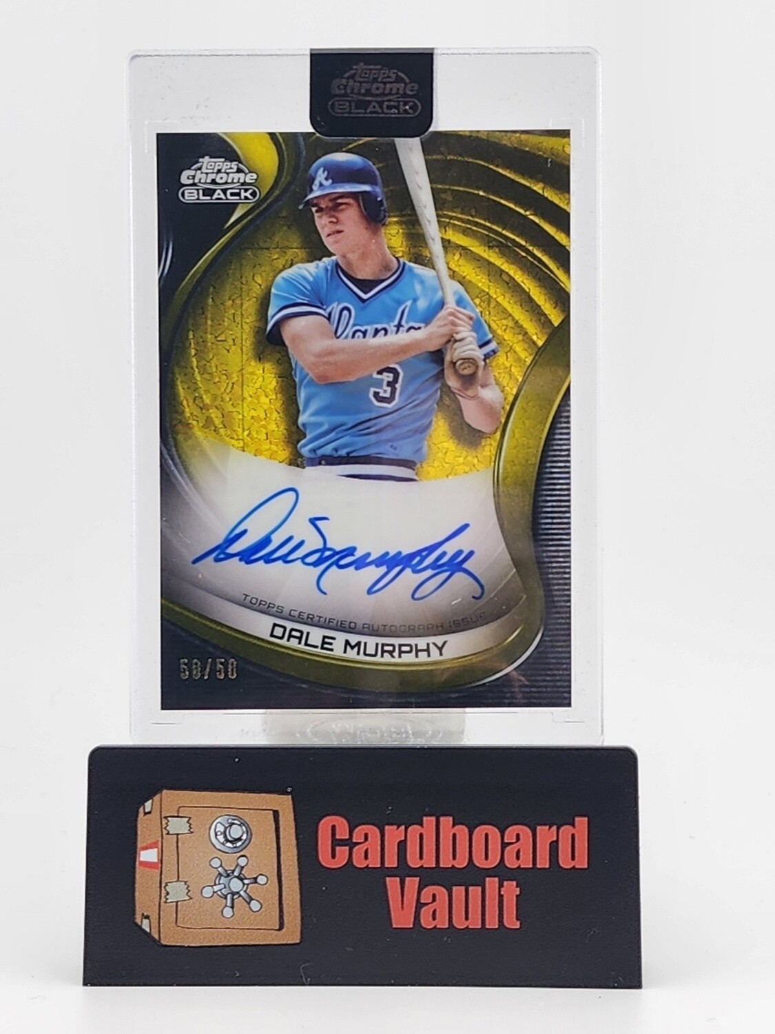 2022 Topps Chrome Black Dale Murphy Autograph #CBA-DM Gold Mini Diamond Refractor 50/50