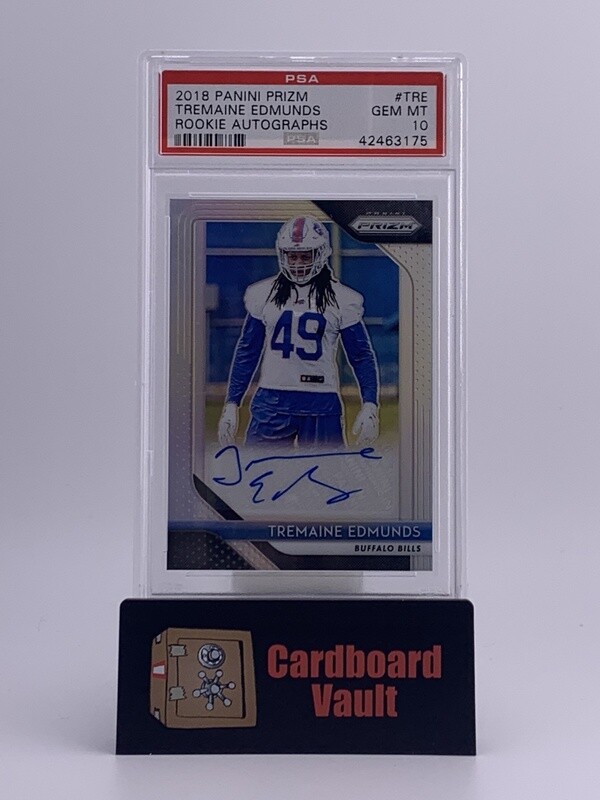 2018 Prizm Tremaine Edmunds Rookie Autographs No. RA-TRE PSA 10 42463175