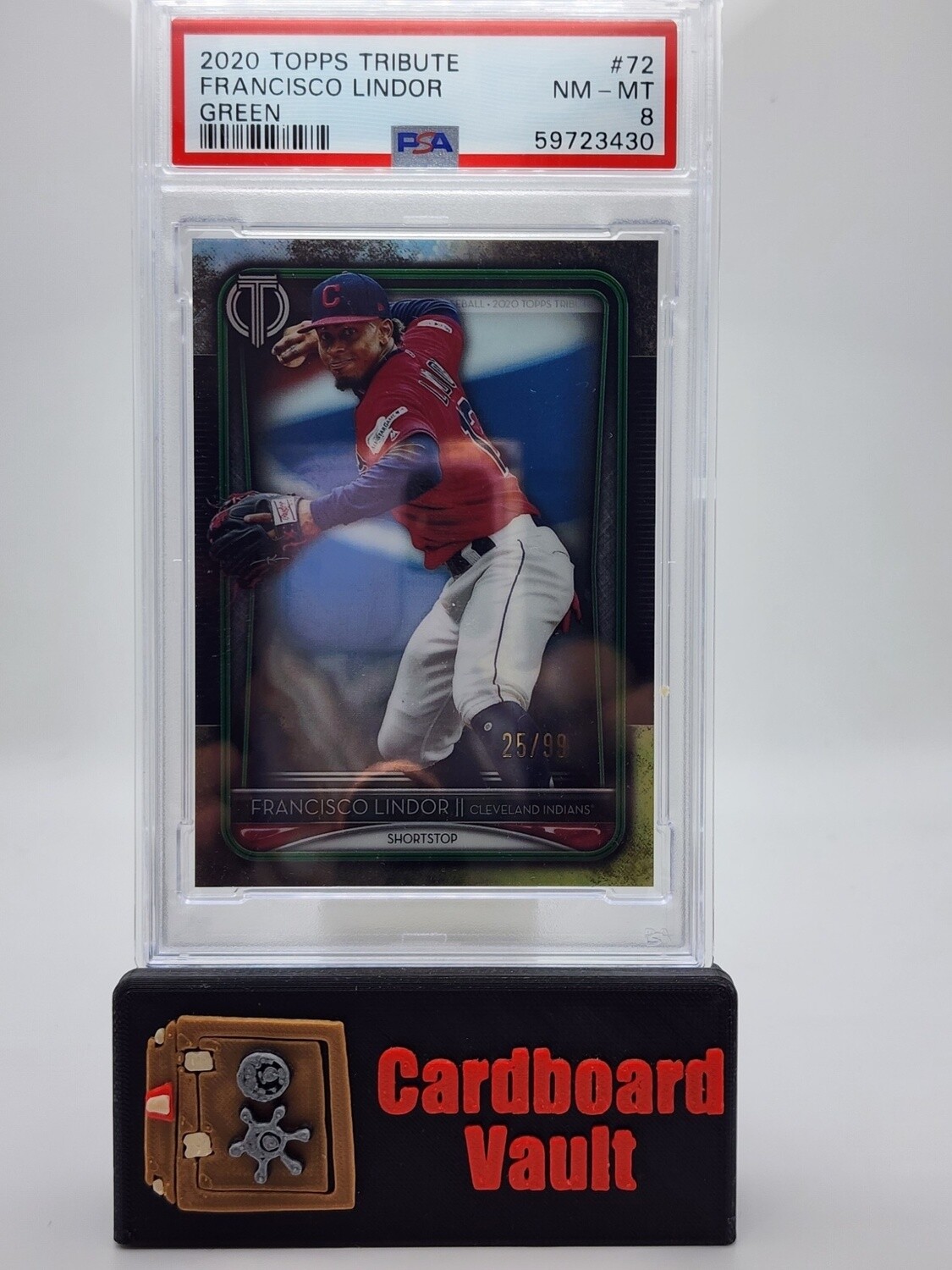 2020 Topps Tribute Francisco Lindor #72  25/99 Green PSA 8 59723430