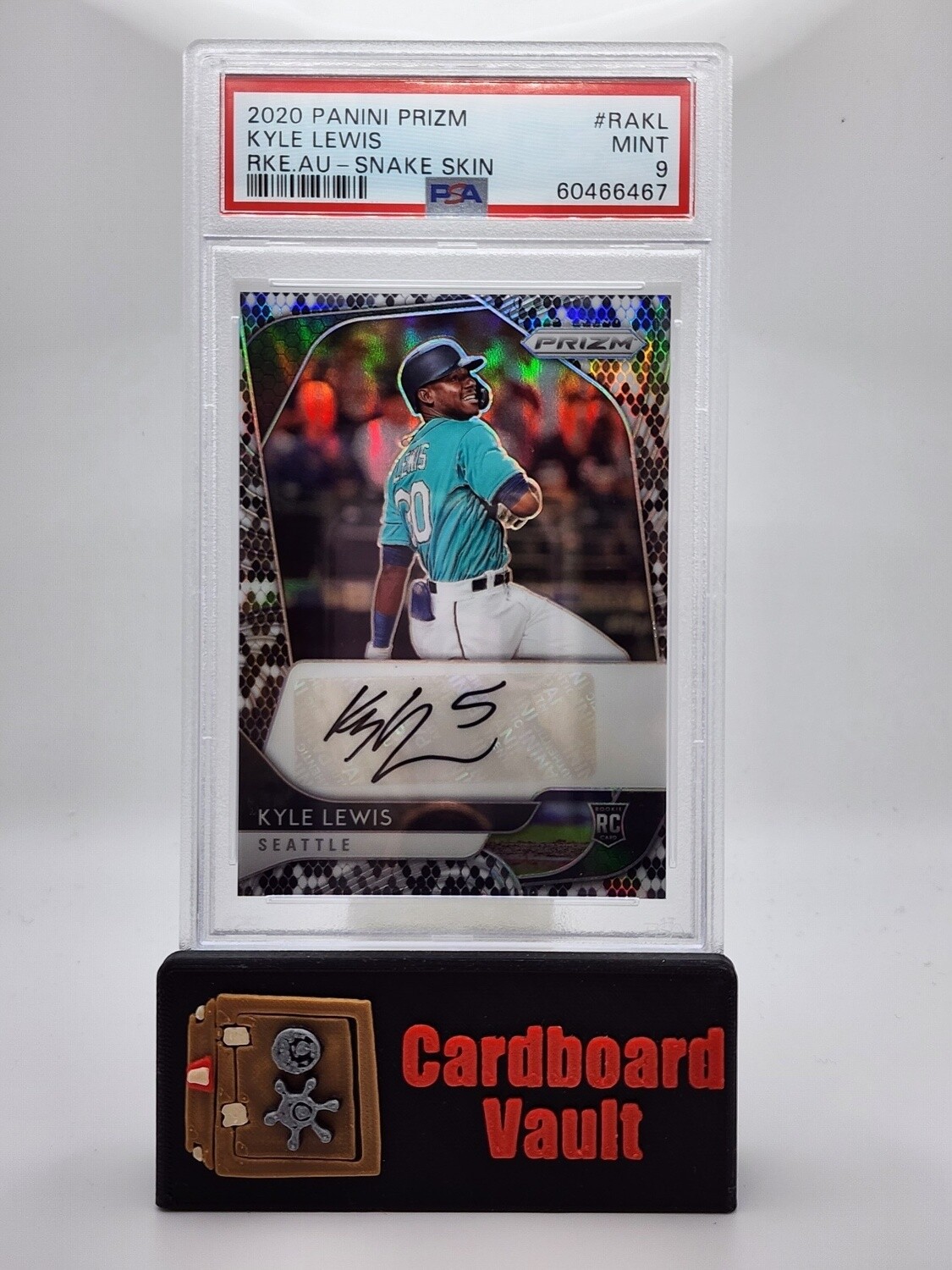 2020 Prizm Rookie Autograph Kyle Lewis #RA-KL Snake Skin Prizm 21/35 PSA 9