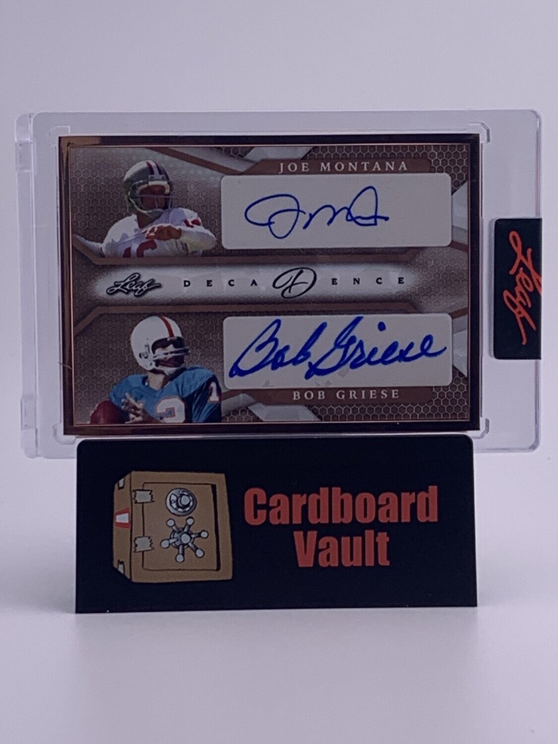 2022 Leaf Decadence Joe Montana Bob Griese Framed Dual Autograph #DA-17 Bronze 01/10