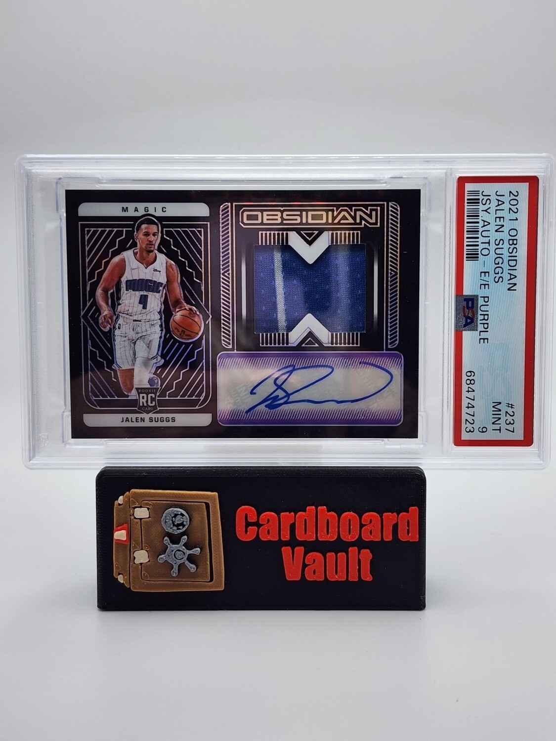 2021 Obsidian Jersey Autograph Jalen Suggs #237 Electric Etch Purple 15/49 PSA 9