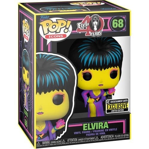 Elvira Black Light Pop! 68 Vinyl Figure - Entertainment Earth Exclusive