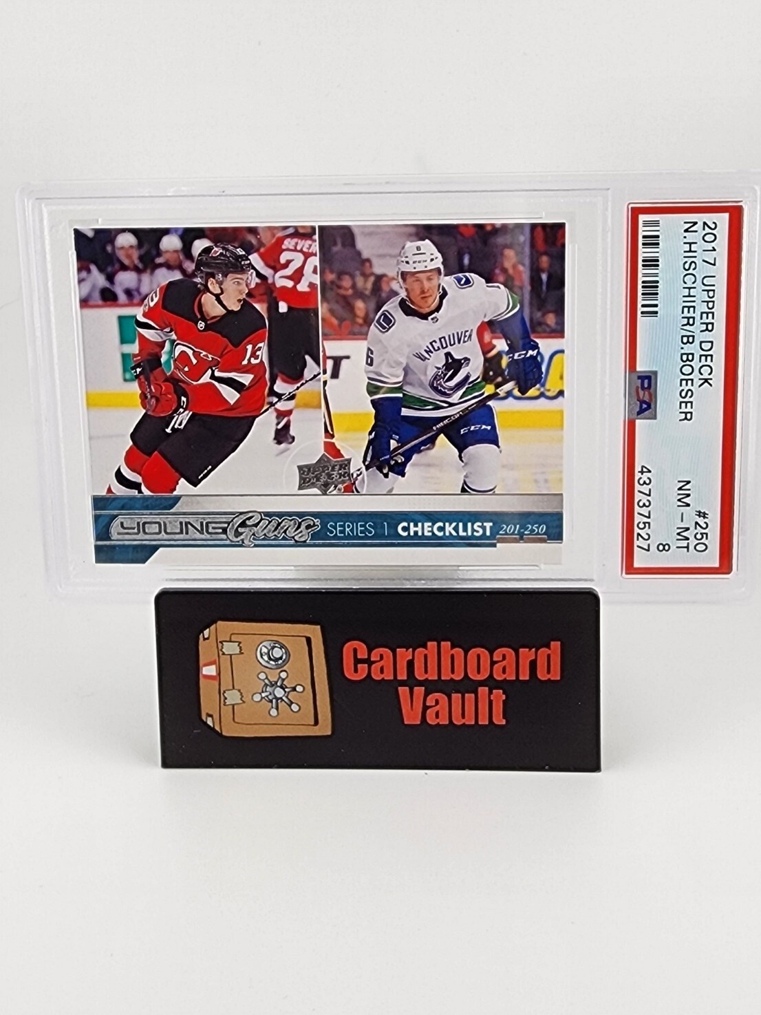 2017 Upper Deck Hischier/ Boeser Young Guns Checklist #250 PSA 8