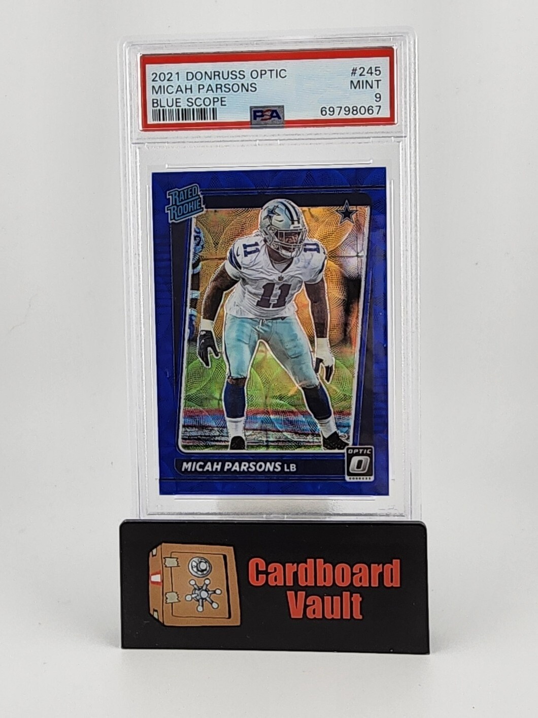2021 Donruss Optic Micah Parsons Rated Rookie #245 Blue Scope PSA 9