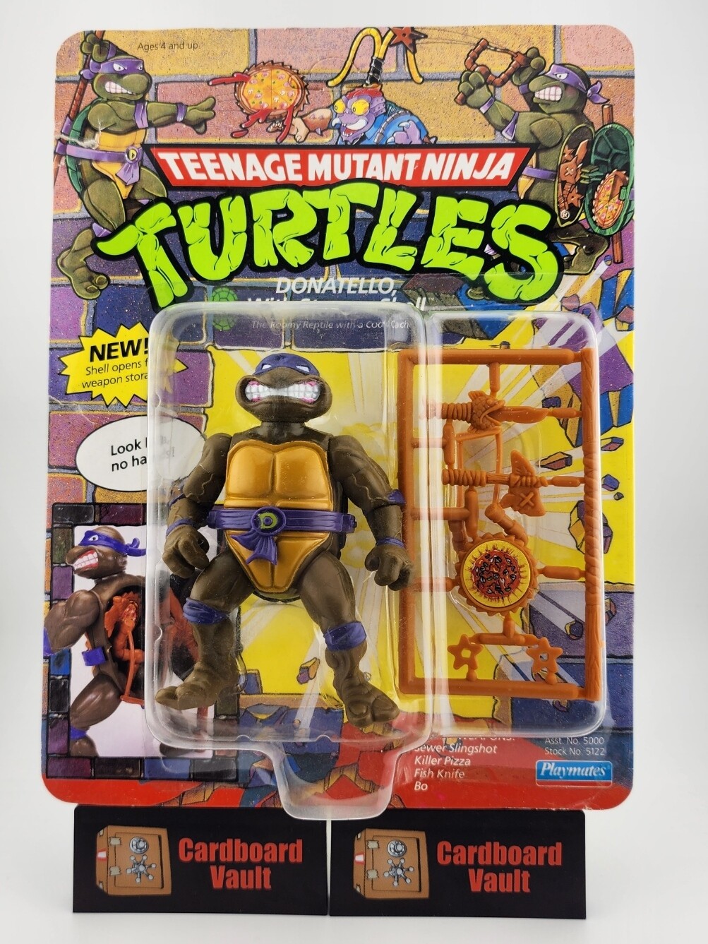 1990 Teenage Mutant Ninja Turtles Donatello With Storage Shell Sealed Action Figure Unpunched In Protective Case