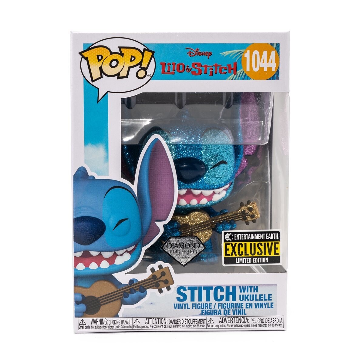 Lilo &amp; Stitch Stitch with Ukulele Diamond Glitter 1044 Funko Pop! Entertainment Earth Exclusive Diamond Collection