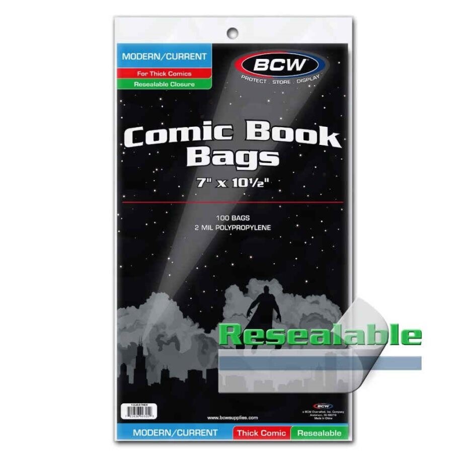 BCW Resealable Bags for Current Comic Books 7 x 10 1/2&quot; (100 Count)