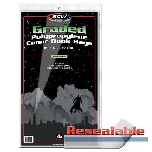 BCW Resealable Bags for Graded Comic Book storage 9 x 14&quot; (100 Count)