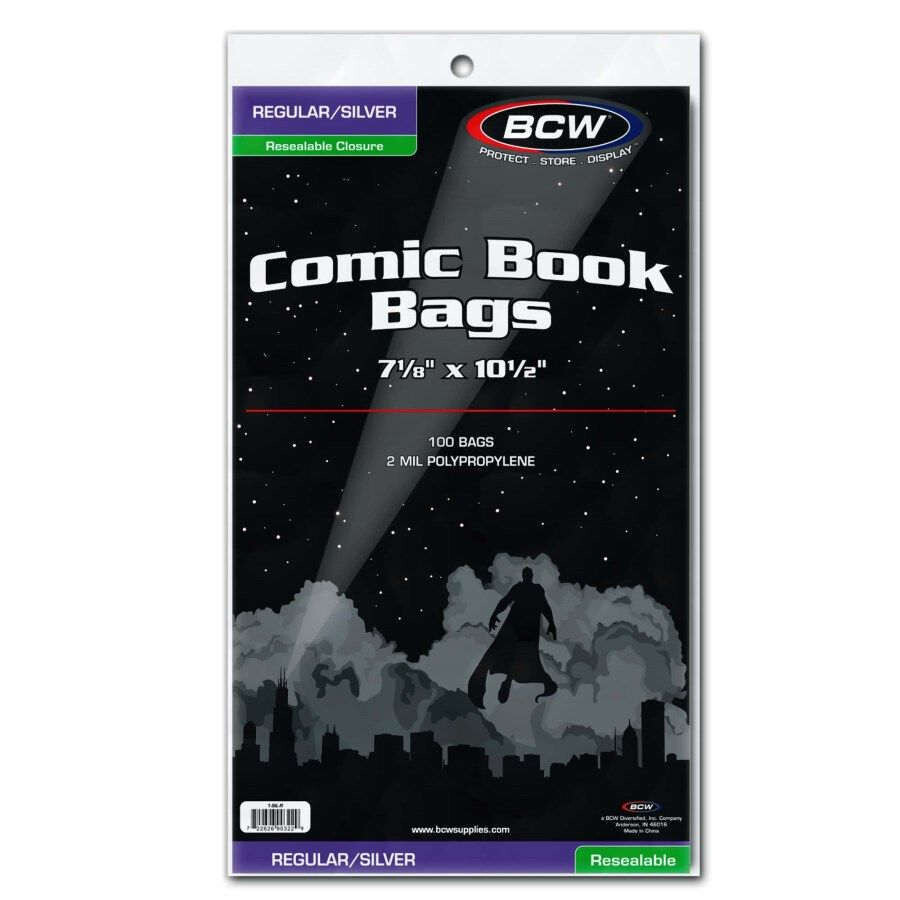 BCW Resealable Bags for Silver Age Comic Books 7 1/8 x 10 1/2&quot; (100 Count)