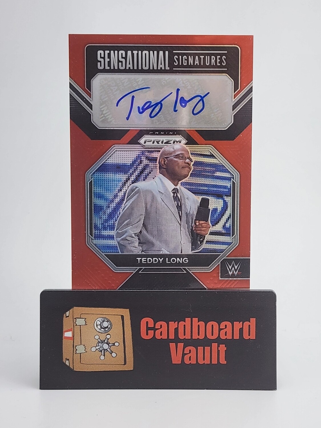 2023 Prizm WWE Teddy Long Sensational Signatures #SN-TLG Red 03/99