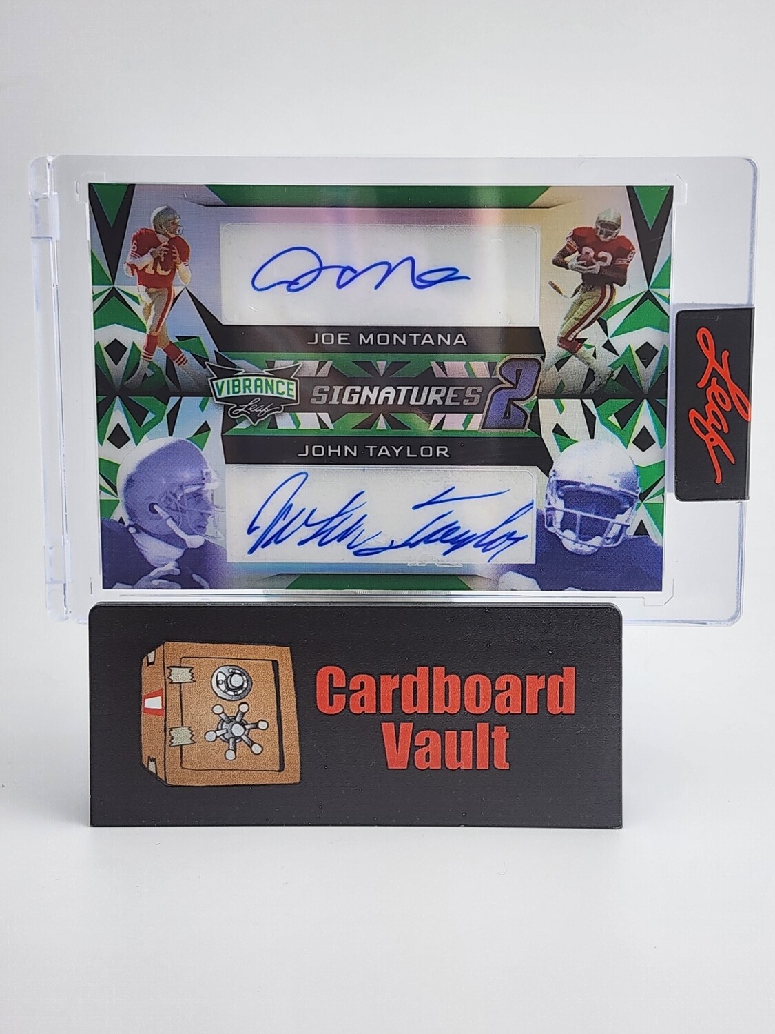 2023 Leaf Vibrance Signatures Joe Montana John Taylor #VS2-11 Green 10/12