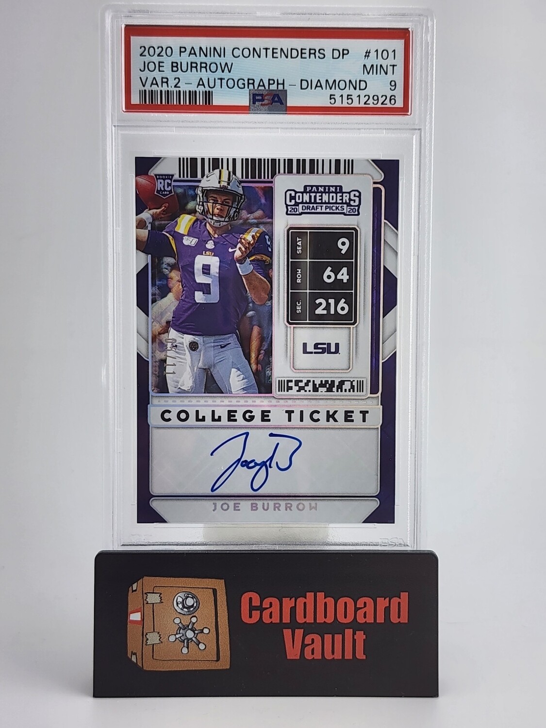 2020 Panini Contenders Draft Picks Joe Burrow College Ticket Autograph #101 Diamond 05/1151512926  PSA 9