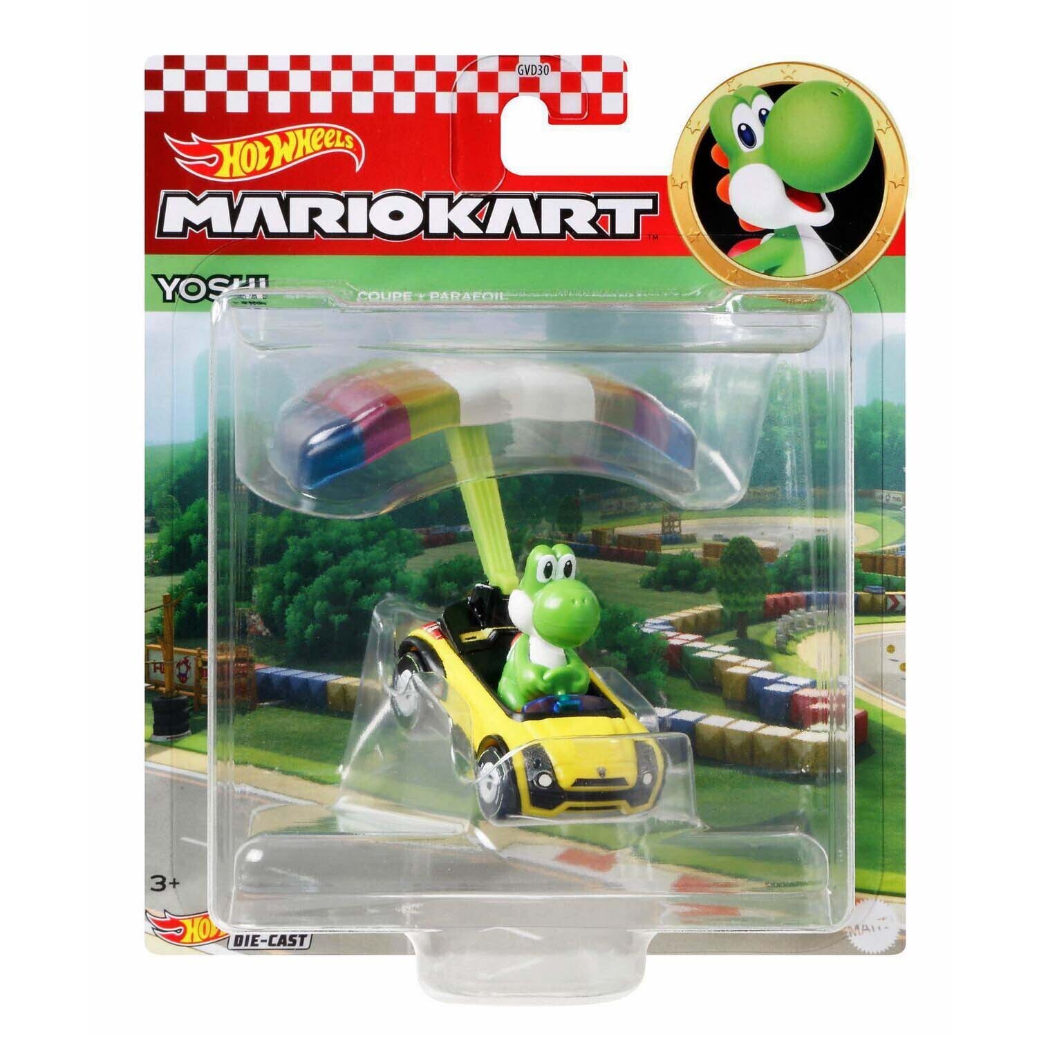 Hot Wheels Mariokart Yoshi Sports Coupe &amp; Parafoil