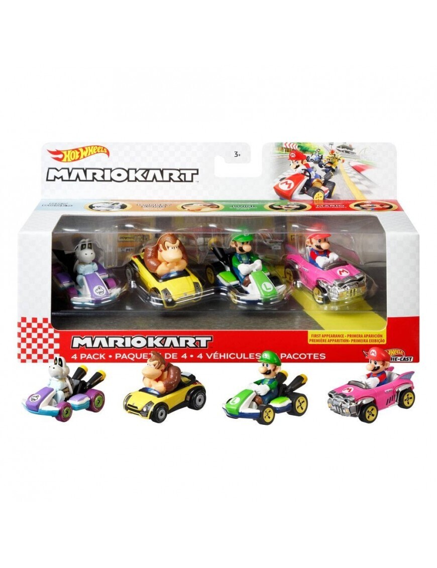 Hot Wheels Mariokart 4-Pack (Dry Bones, Donkey Kong, Luigi &amp; Mario)