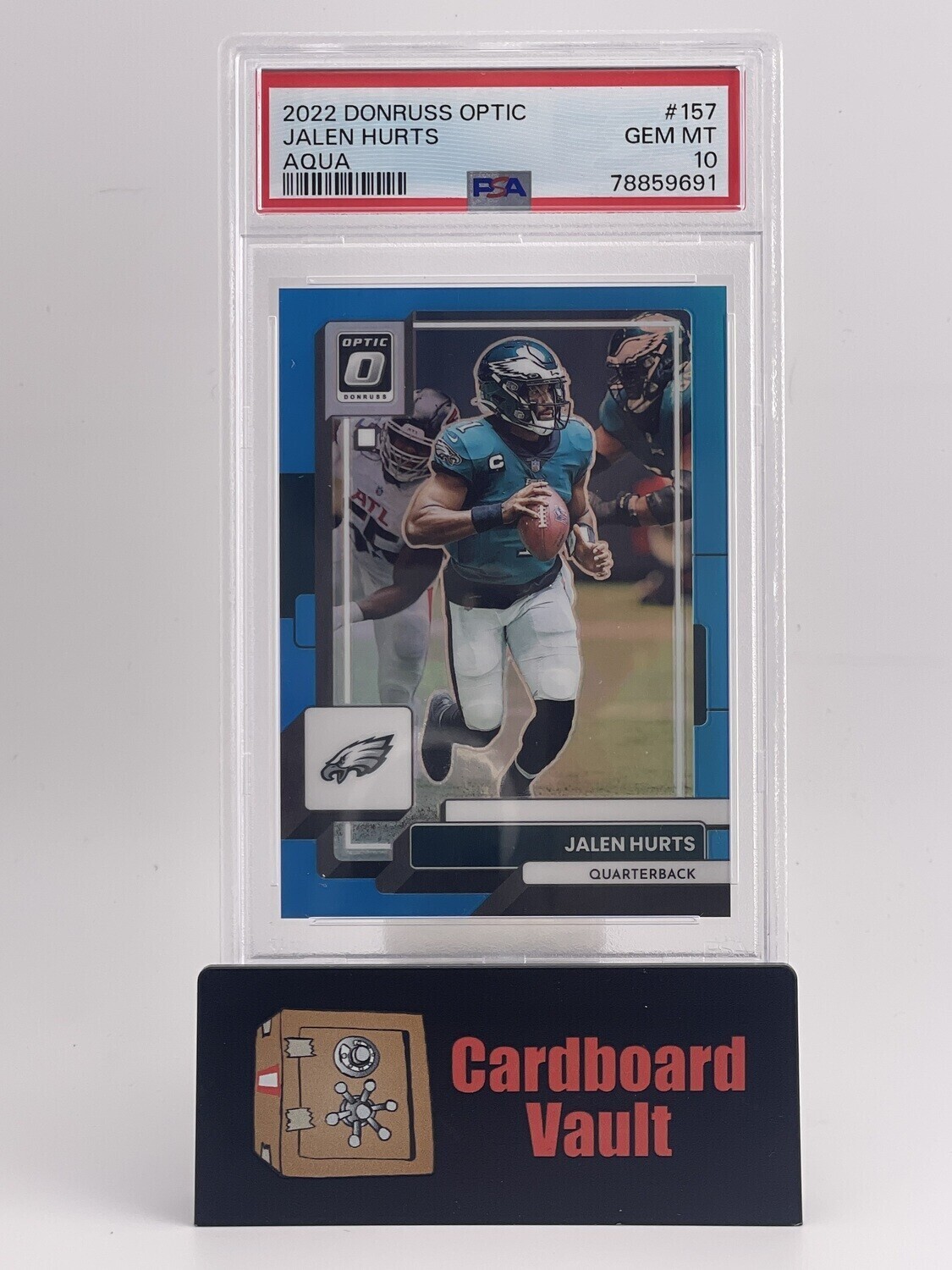 2022 Donruss Optic Jalen Hurts Aqua 157 184/299 PSA 10