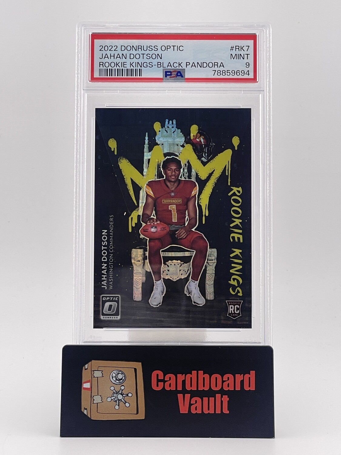2022 Donruss Optic Jahan Dotson Rookie Kings-Black Pandora RK7 09/25 PSA 9