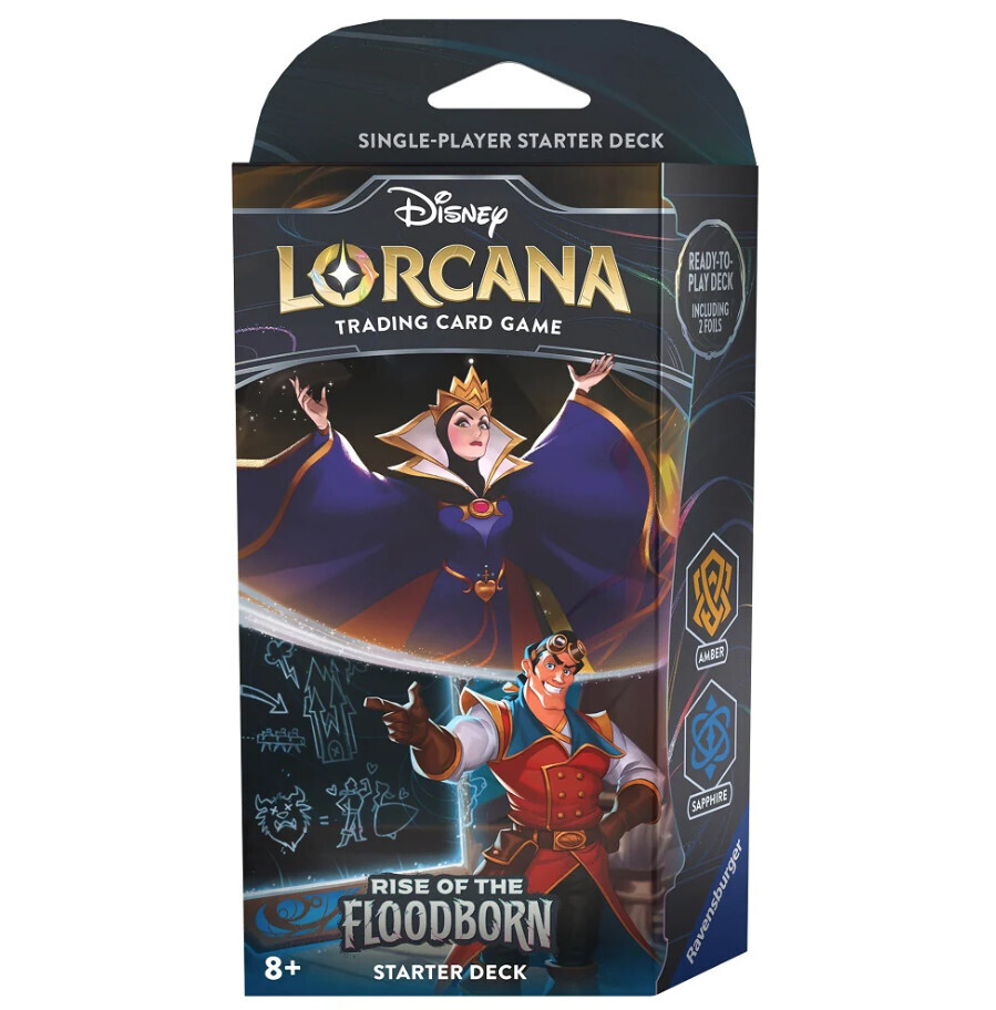 Lorcana TCG: Rise of the Floodborn Starter Deck- The Queen and Gaston (Amber &amp; Sapphire)