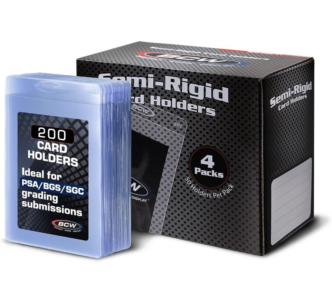 BCW Semi-Rigid Card Holders SR1 200 Count