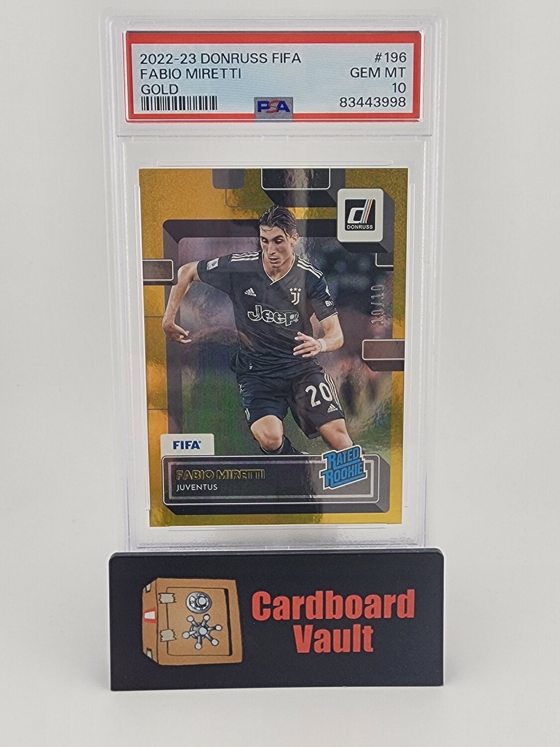 2022-23 Donruss FIFA Fabio Miretti Gold 10/10 No.196 PSA 10 83443998