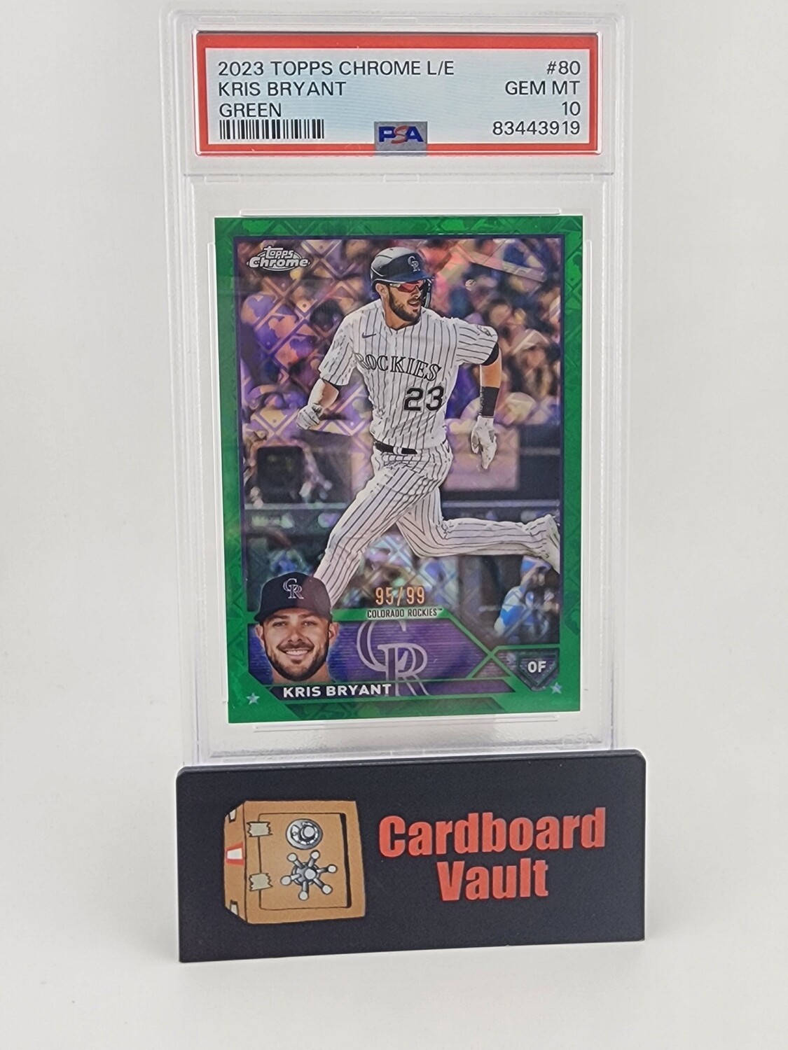 2023 Topps Chrome Logofractor Kris Bryant Green 95/99 No. 80 PSA 10 83443919