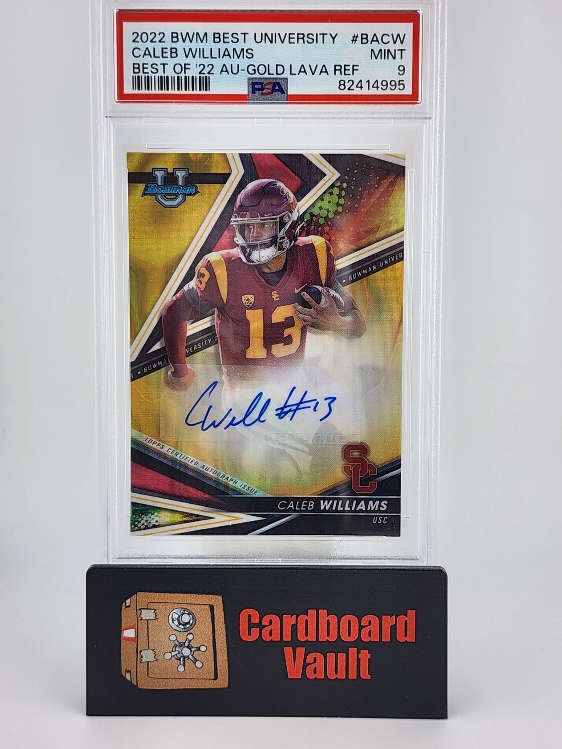 2022 Bowman&#39;s Best University Caleb Williams Best of 2022 Au-Gold Lava Refractor Auto 57/75 No.BA-CW PSA 9 82414995