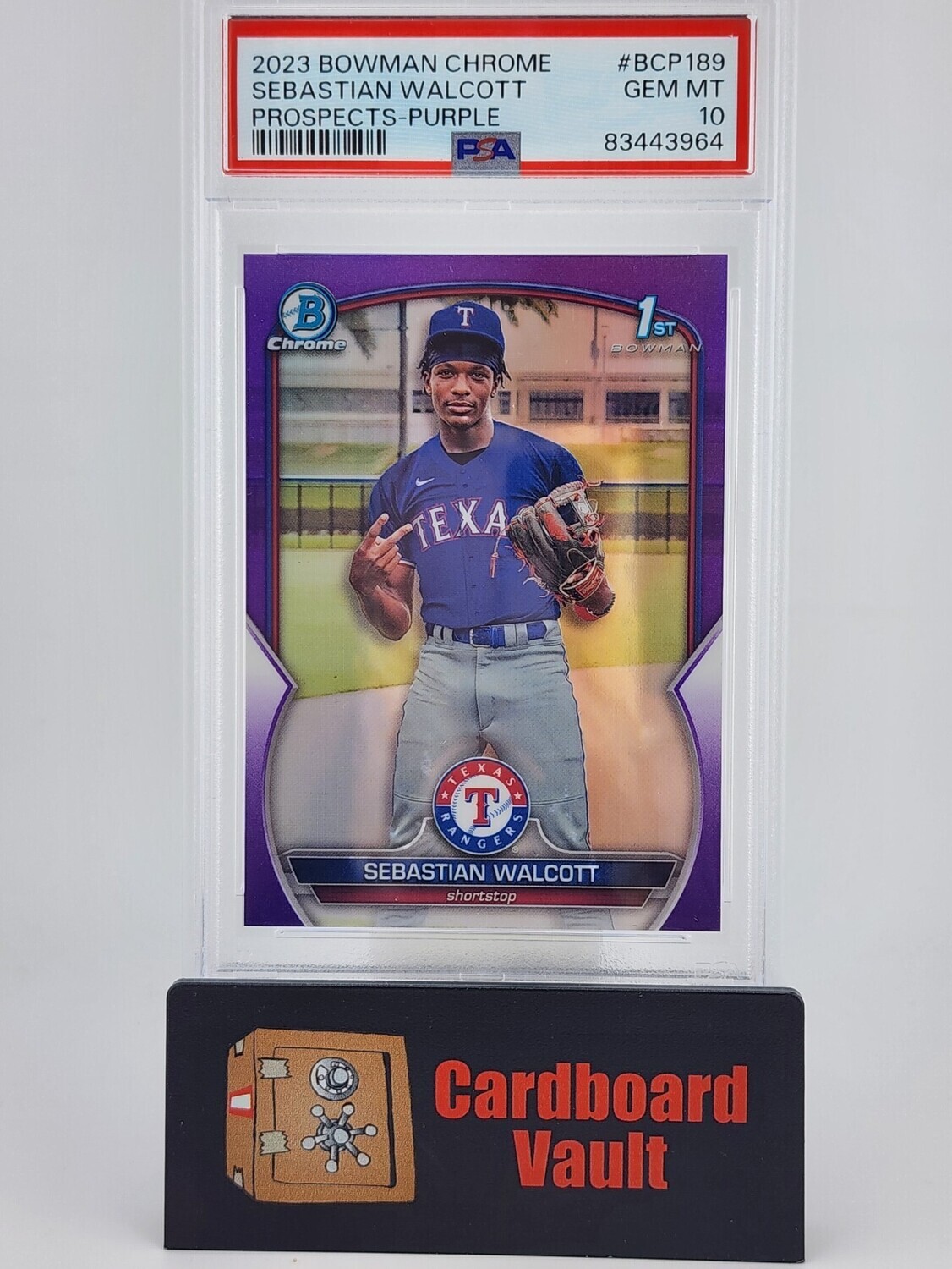 2023 Bowman Chrome Sebastian Walcott Prospect-Purple 100/250 No.BCP-189 PSA 10 83443964