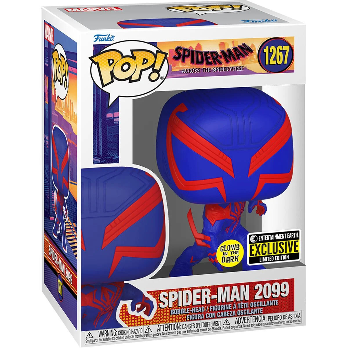 Spider-Man: Across the Spider-Verse Spider-Man 2099 Glow-in-the-Dark Funko Pop!1267 - Entertainment Earth Excl.