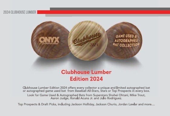 2024 Onyx Clubhouse Lumber Edition Autographed Baseball Bat