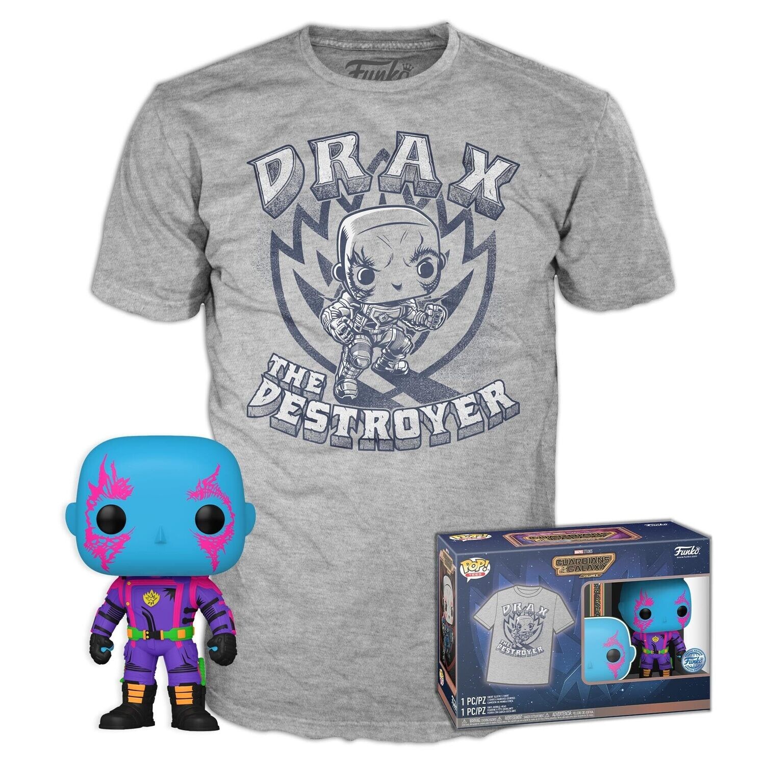 Guardians Of The Galaxy Vol.3 Drax 1243 Funko Pop and T-Shirt Size 2XL