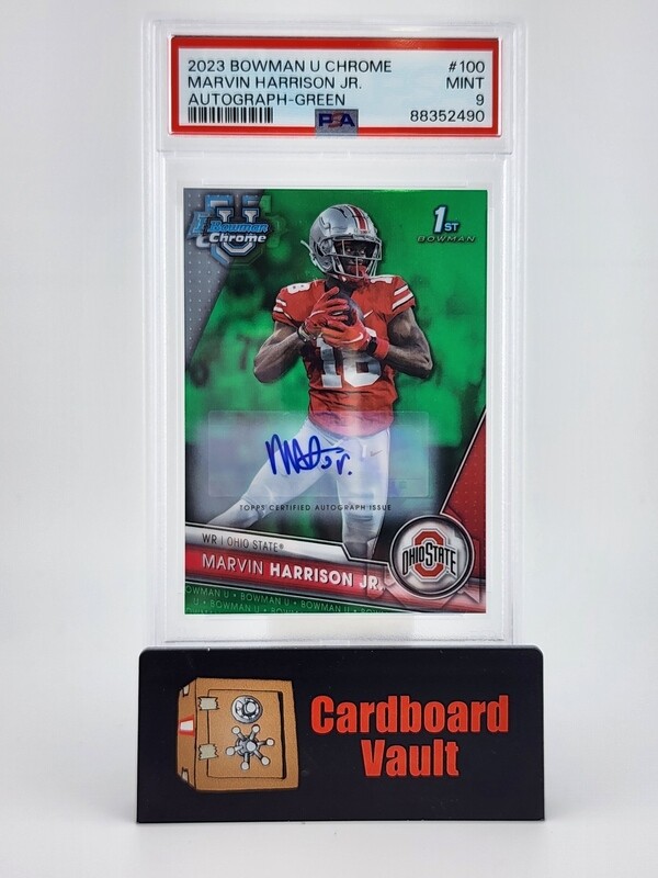2023 Bowman Chrome U JJ Marvin Harrison Jr. Green Auto 86/99 No. 100 PSA 9 88352490