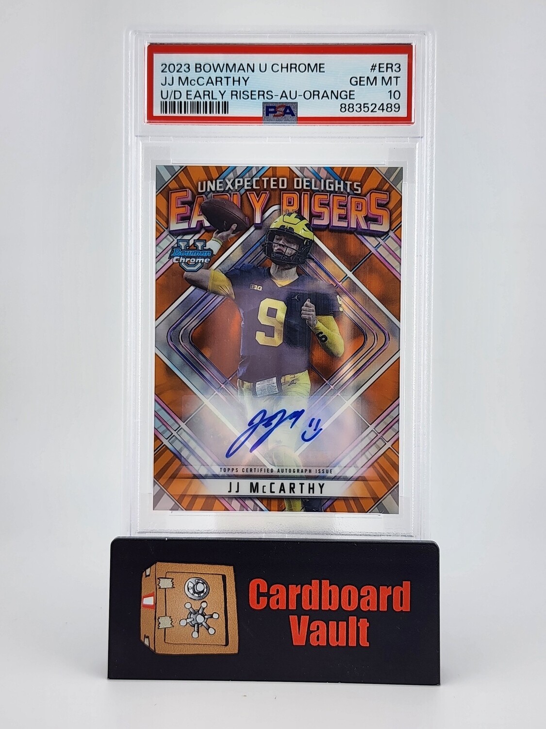 2023 Bowman Chrome U JJ McCarthy Early Risers Orange Auto 10/25 No. ER3 PSA 10 88352489