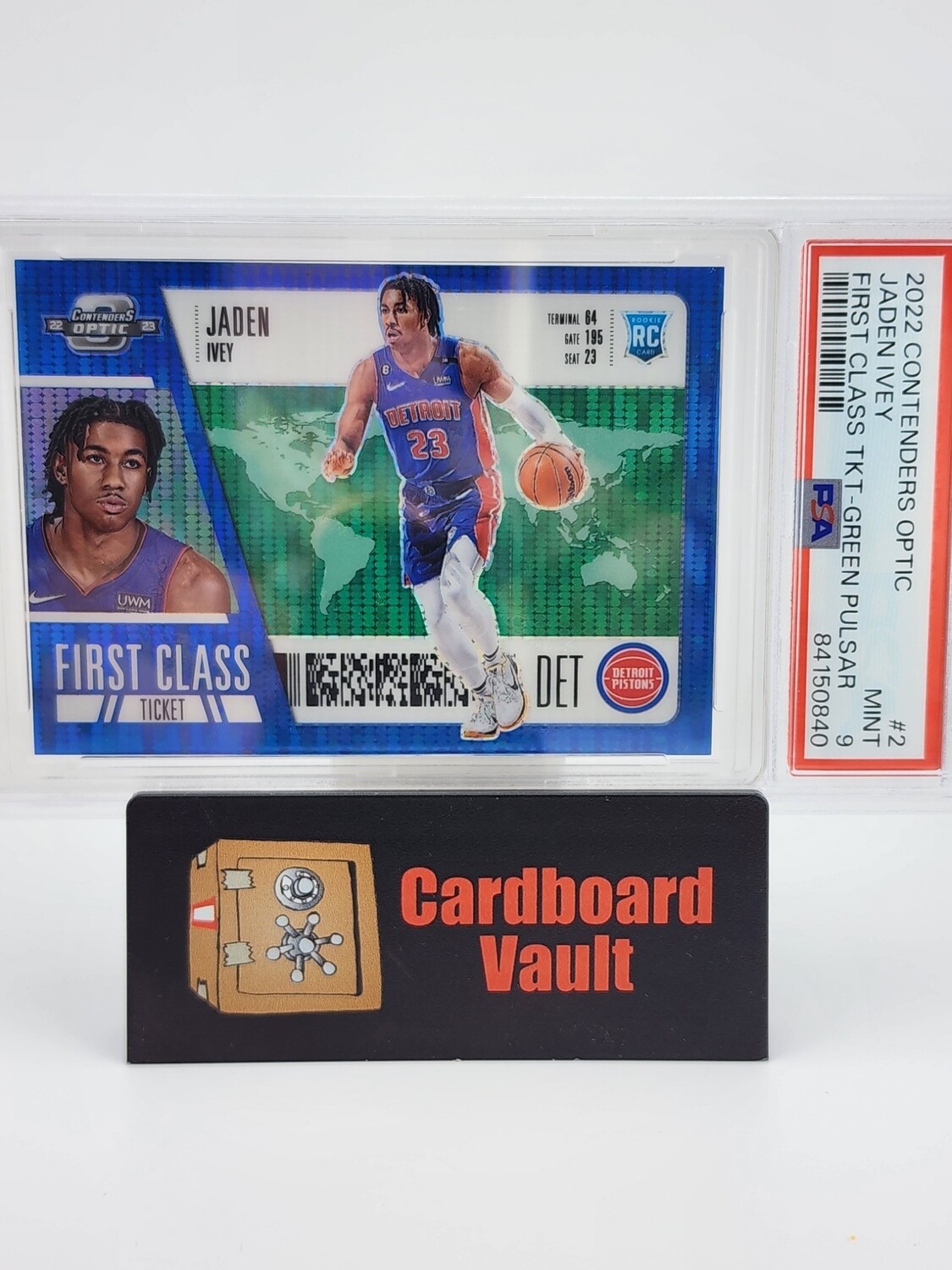 2022 Contenders Optic Jaden Ivey First Class TKT-Green Pulsar 19/25 No. 2 PSA 9 84150840