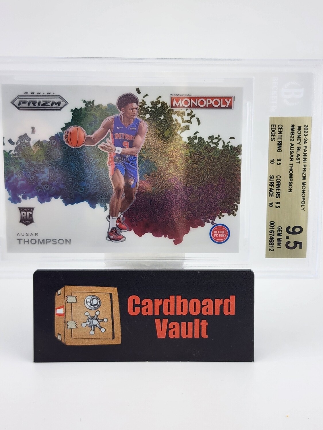 2023-24 Prizm Monopoly Ausar Thompson Money Blast No. MB-22 Beckett 9.5 001674812