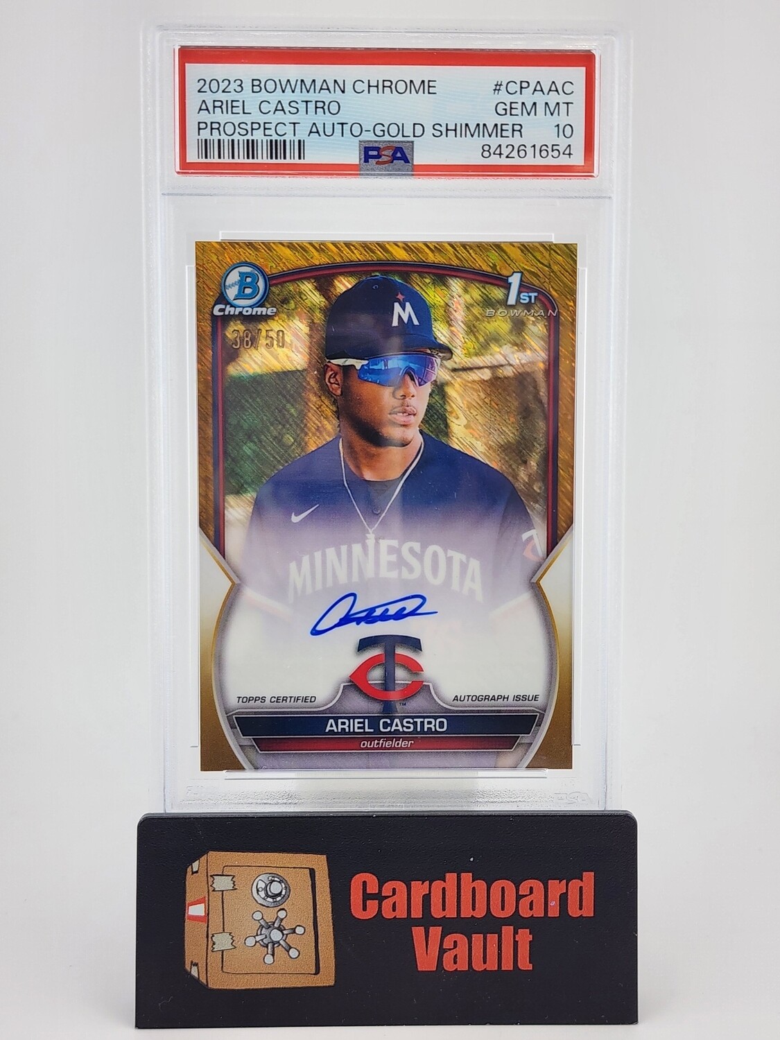 2023 Bowman Chrome Ariel Castro Prospect Auto 38/50 Gold Shimmer No. CPA-AC PSA 10 84261654