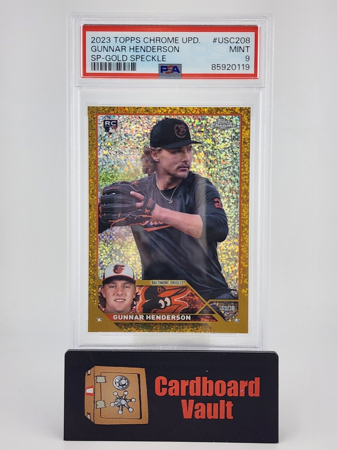 2023 Topps Chrome Update Gunner Henderson Gold Speckle SP No. USC208 24/50 PSA 9 85920119