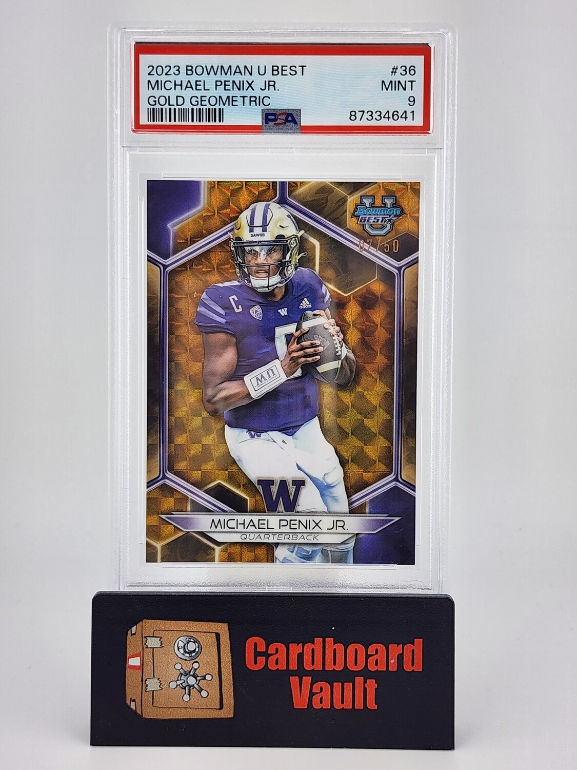 2023 Bowman U Best Michael Penix Jr. #36 Gold Geometric 07/50 PSA 9 87334641