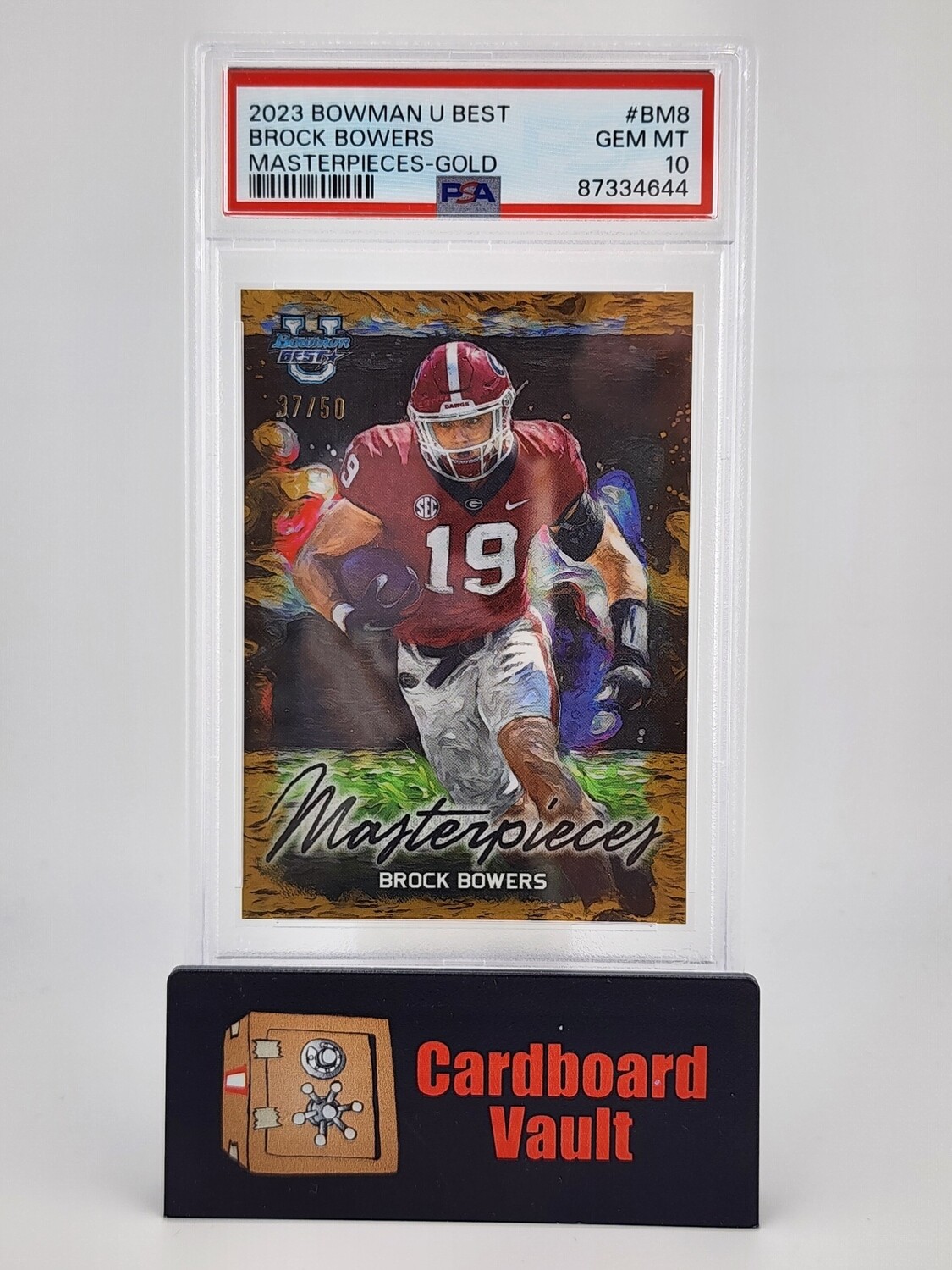 2023 Bowman U Best Brock Bowers Masterpieces #BM-8 Gold 37/50 PSA 10 87334644