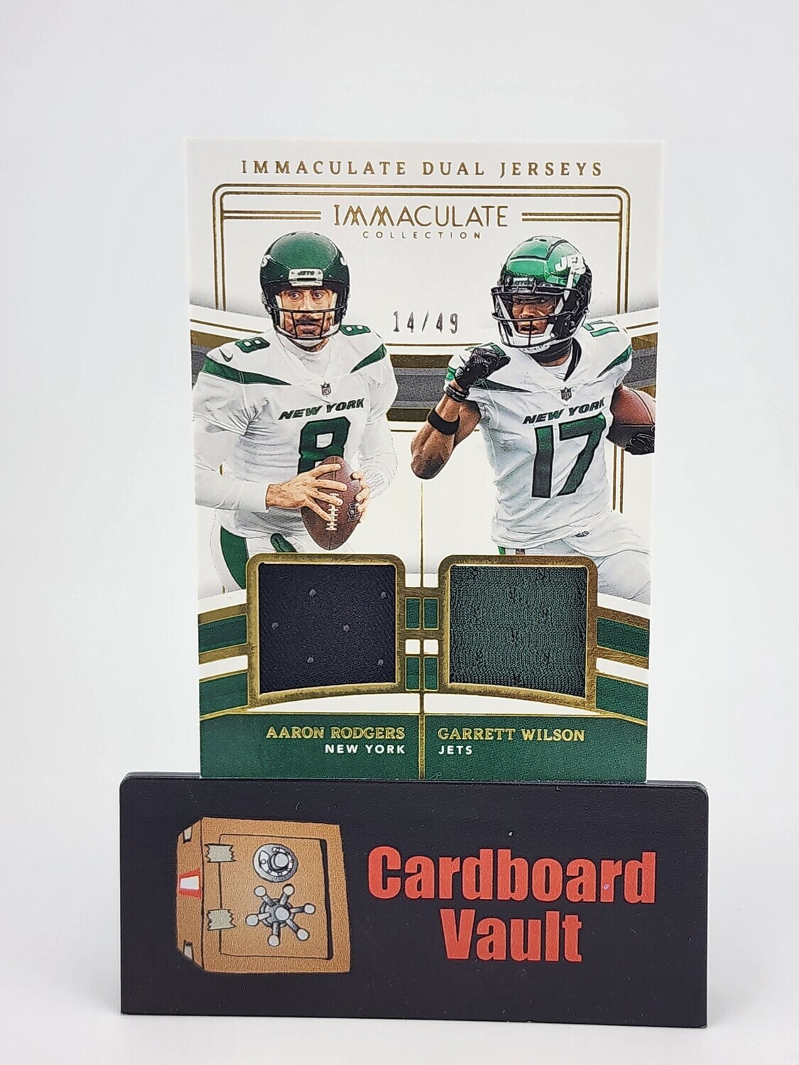 2023 Immaculate Aaron Rodgers Garrett Wilson Immaculate Dual Jerseys #IDJ-NYJ 14/49