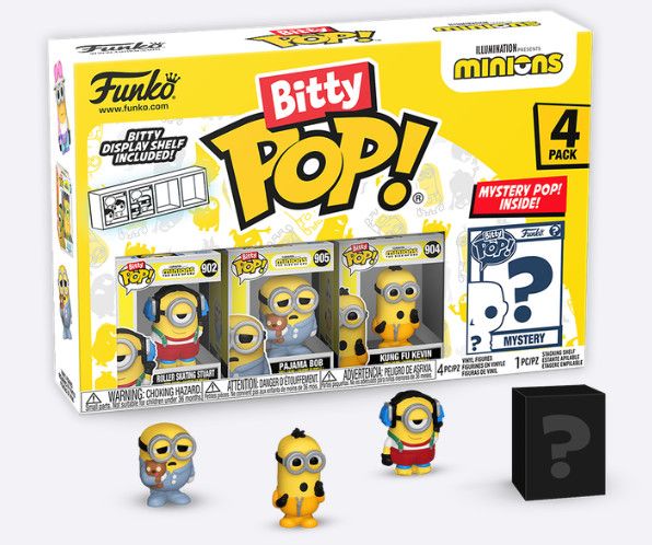 Minions Bitty Pop! Mini-Figure Roller Skating Stuart, Pajama Bob, Kung Fu Kevin