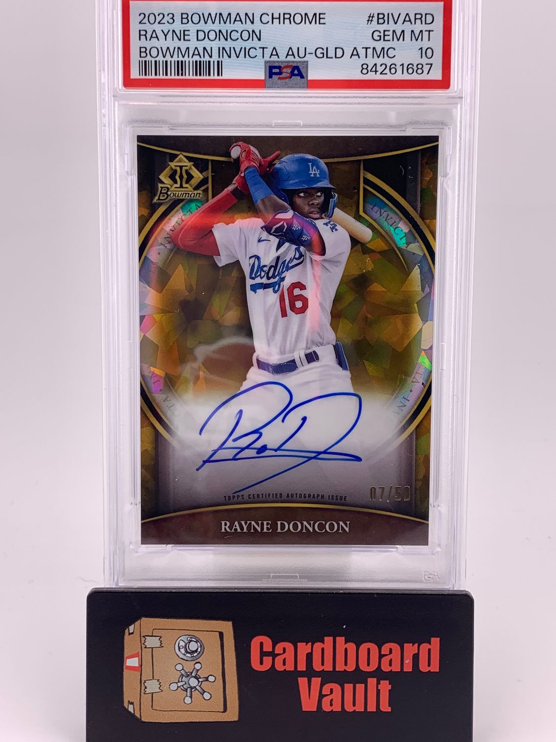 2023 Bowman Chrome Rayne Doncon Bowman Invicta AU-Gold Atomic Auto 07/50 No. BIVA-RD PSA 10 84261687