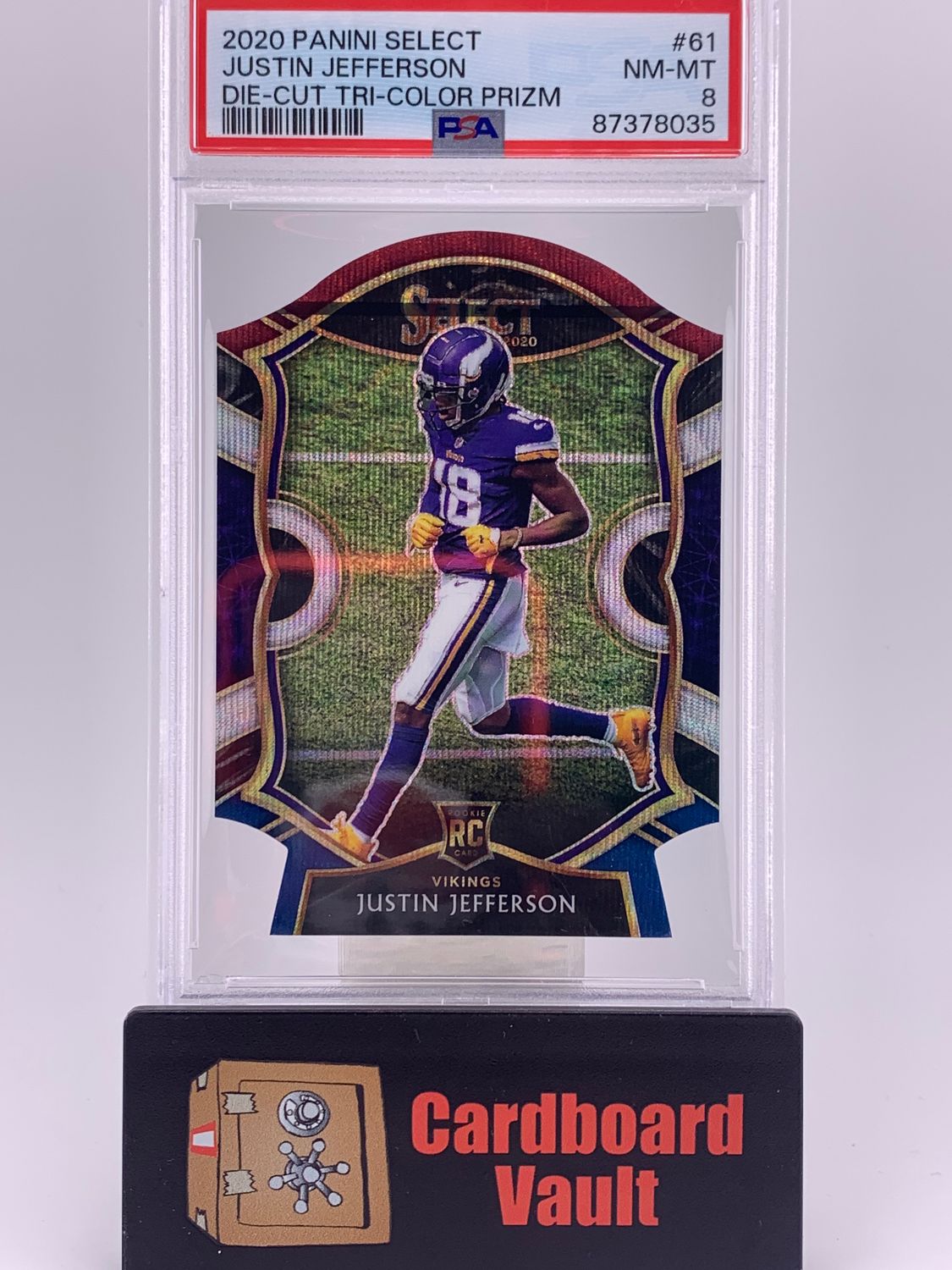 2020 Panini Select Justin Jefferson Die-Cut  Tri-Color Prizm No. 61 PSA 8 87378035