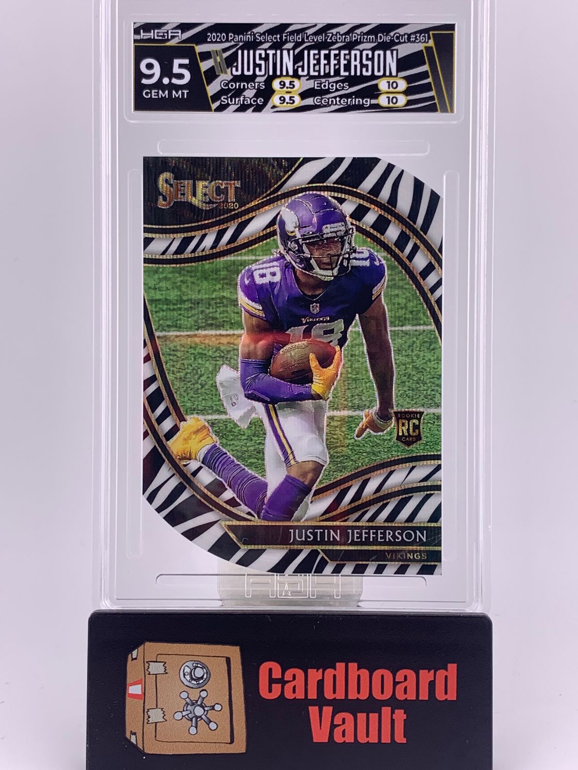 2020 Panini Select Justin Jefferson Field Level Zebra Prizm Die-Cut HGA 9.5 No. 361 6Z5K2FLEX5