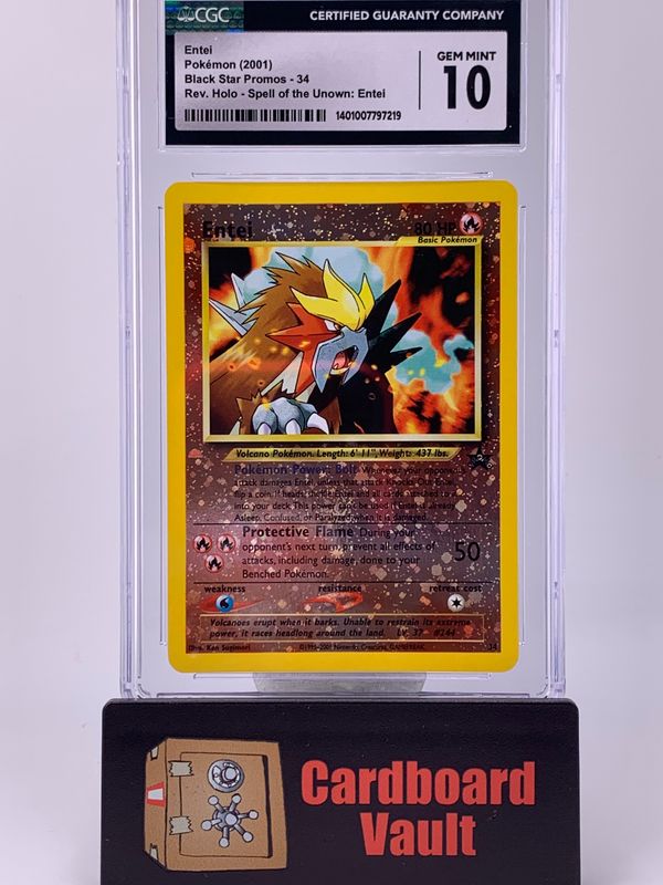 2001 Pokémon Entei Black Star Promos Reverse Holo No. 34 CGC 10 1401007797219