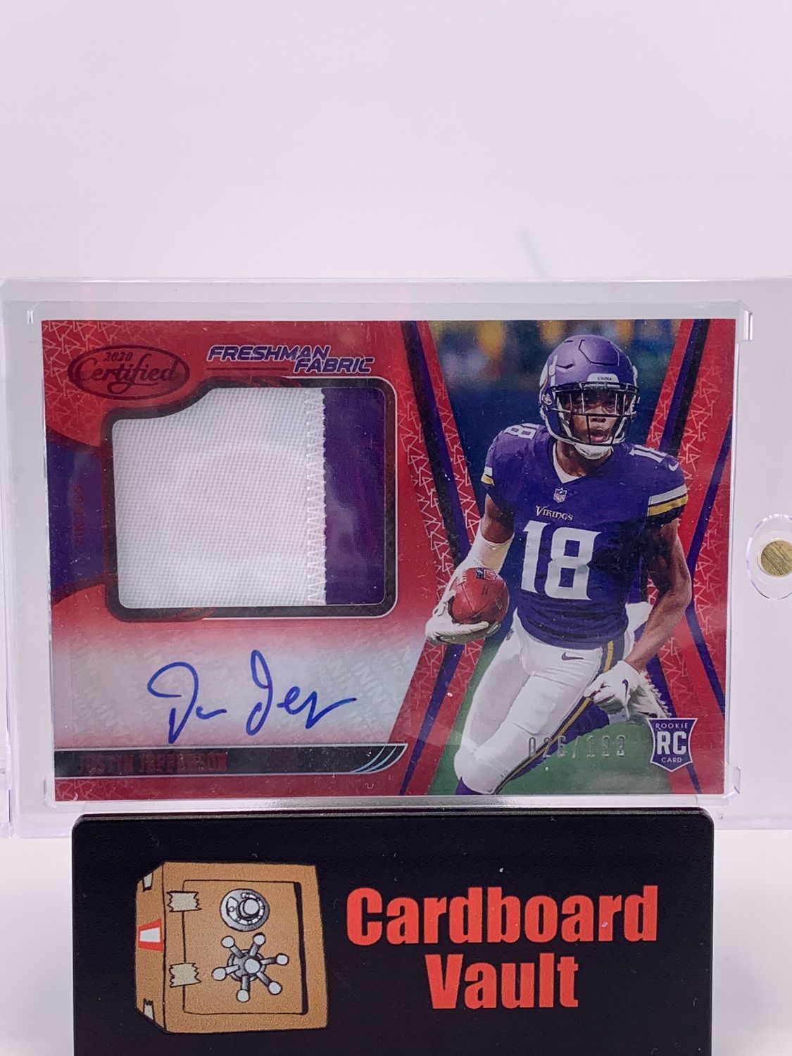 2020 Certified Justin Jefferson Freshman Fabric Dual Patch Auto 26/199 No. 216