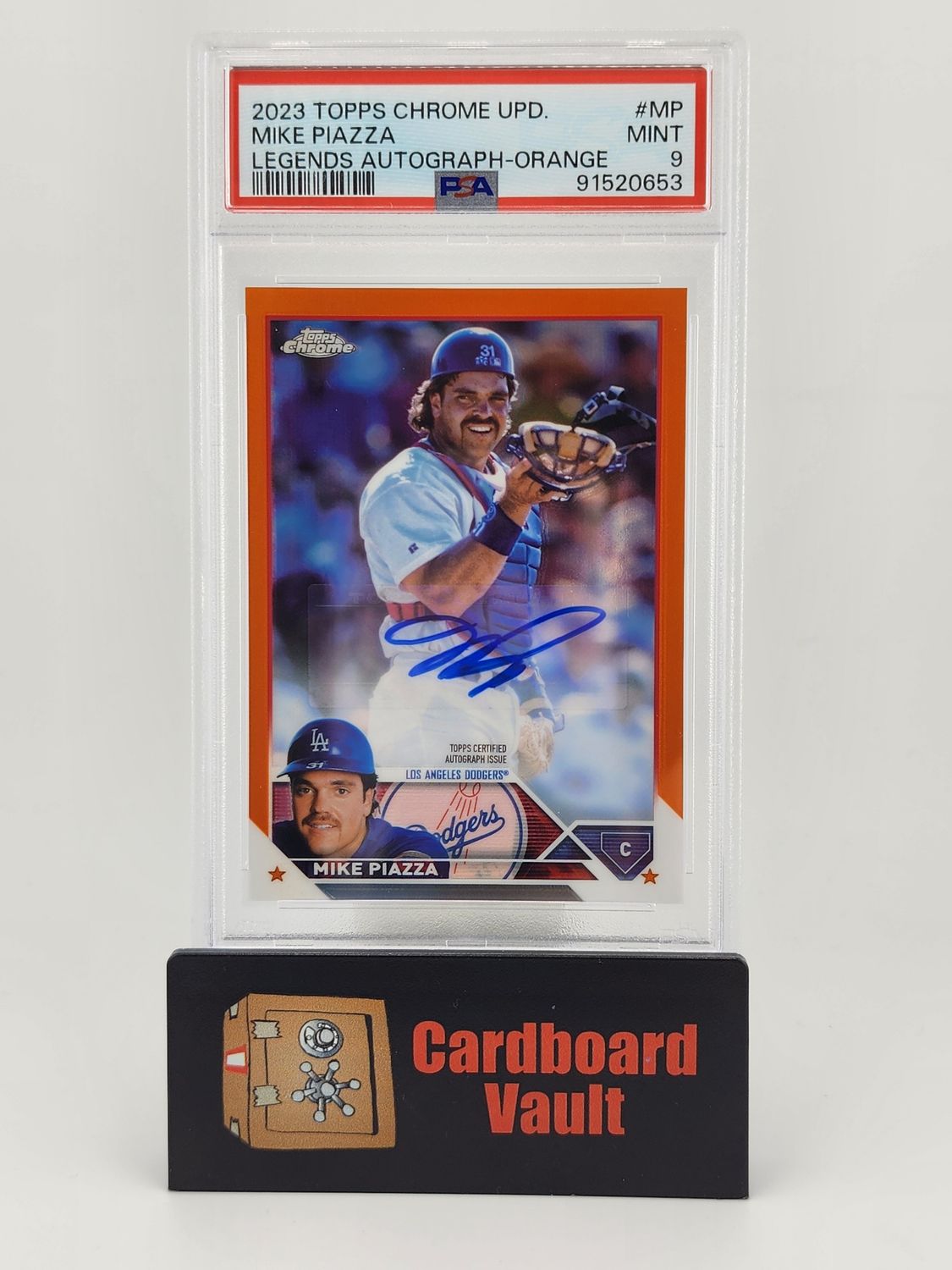 2023 Topps Chrome Update Mike Piazza Legends Autograph #CLA-MP Orange 16/25 PSA 9 91520653