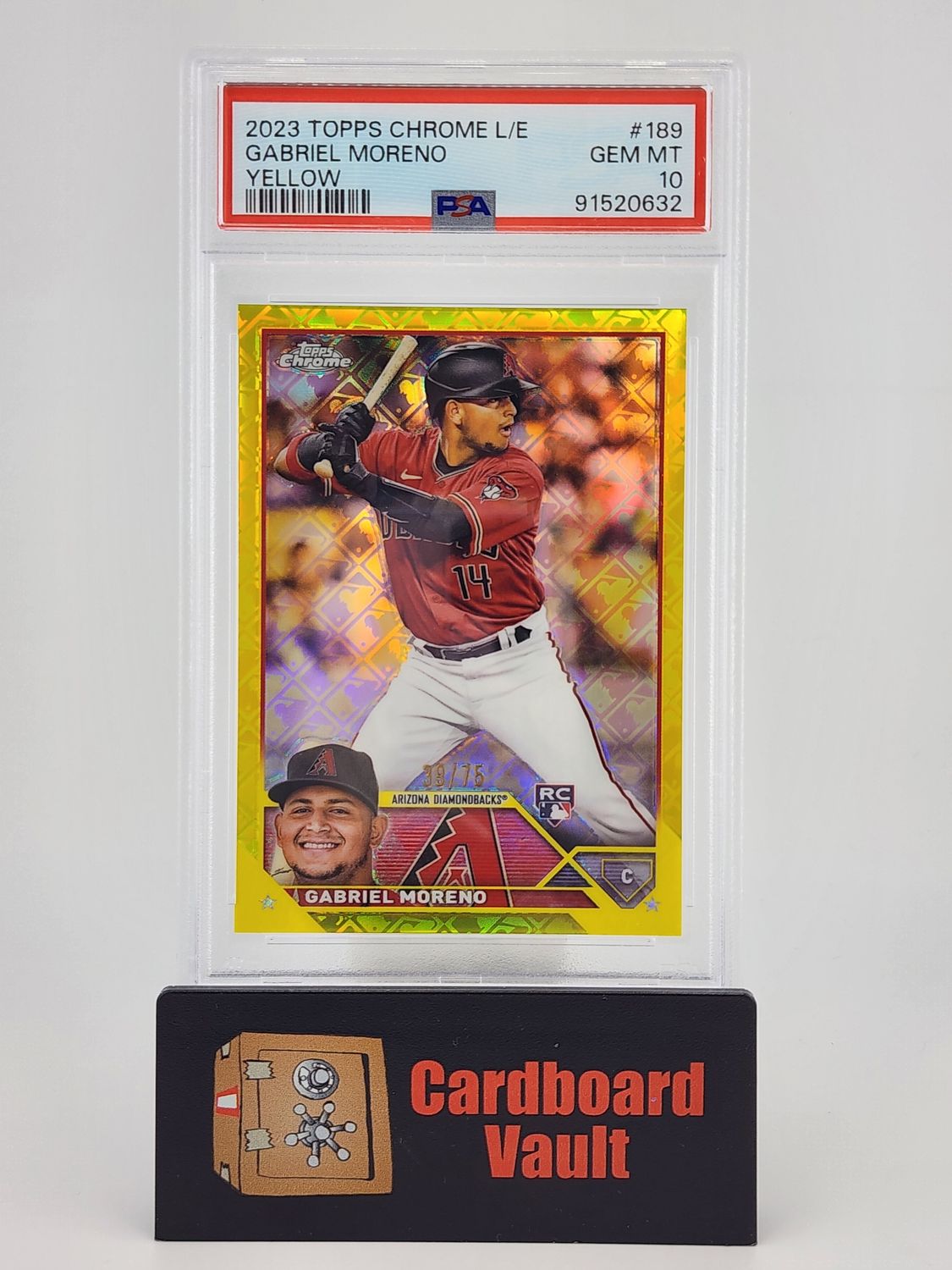 2023 Topps Chrome L/E Gabriel Moreno #189 Yellow 39/75 PSA 10 91520632